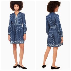 Kate Spade Bandana Denim Tie-Neck Dress